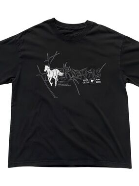 Black Graphic Crewneck T-Shirt with White Print
